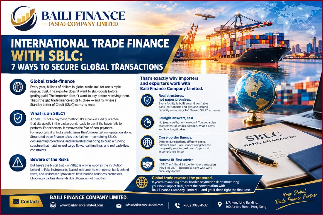Baili Finance ofrece financiación para el comercio internacional y servicios de Carta de Crédito Standby (SBLC)