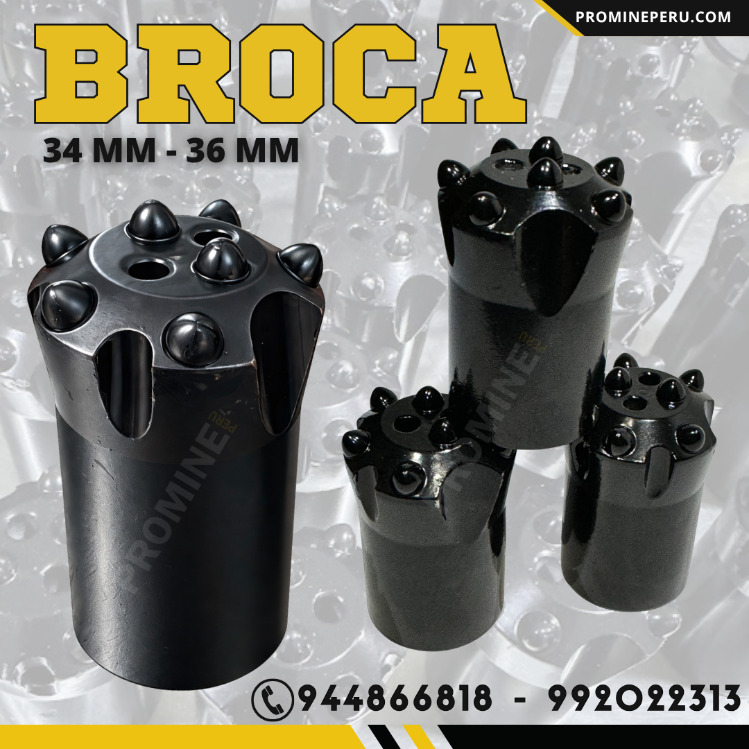 34 mm and 36 mm Tapered Drill Bit - 7 Buttons - Lima