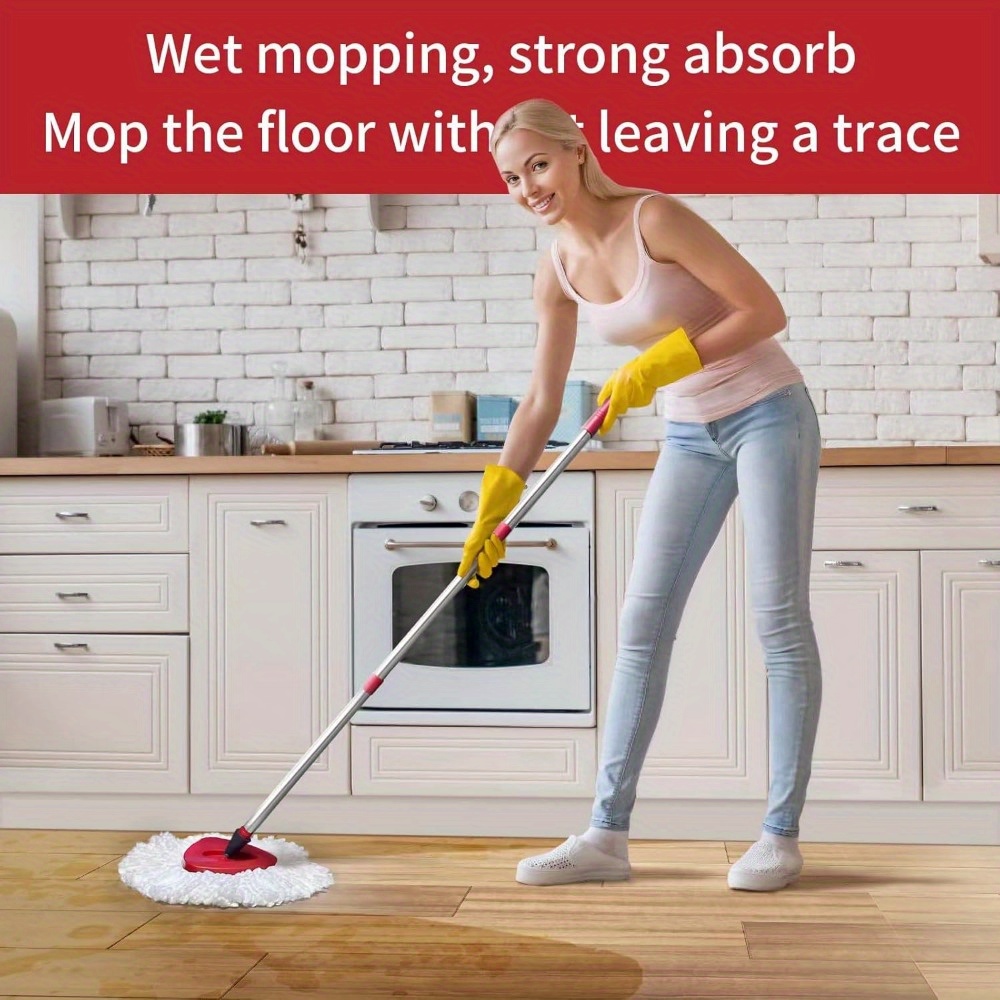 Spin Mop Replace Head Base, Handle Compatible with O Cedar EasyWring Microfiber Spin Mop,6 Mop Refills Replacement Heads, 30-58" Mop Handle and 1 Mop Base Combo Set64773450470530121