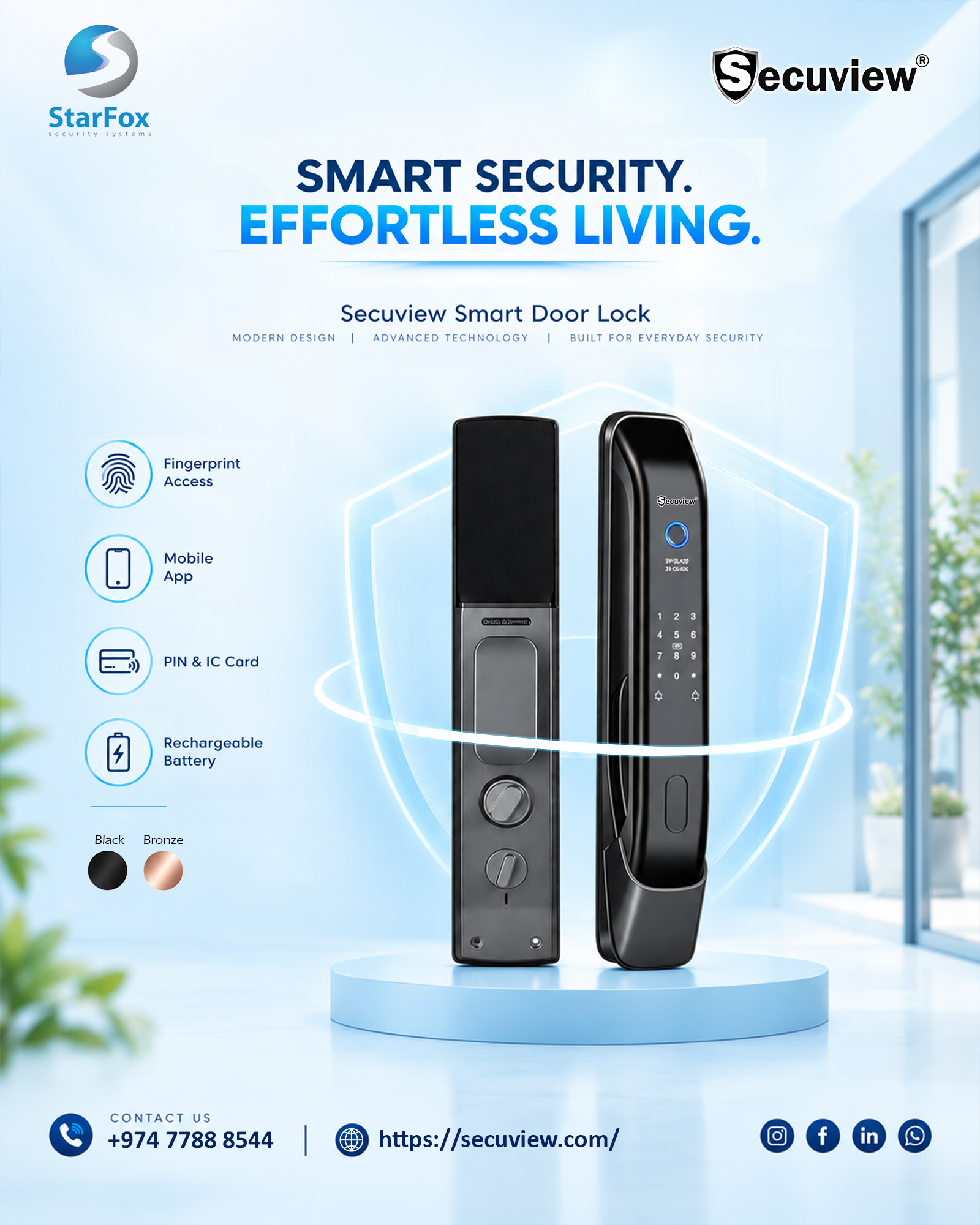 Secuview Smart Door Lock with Fingerprint and App Control
