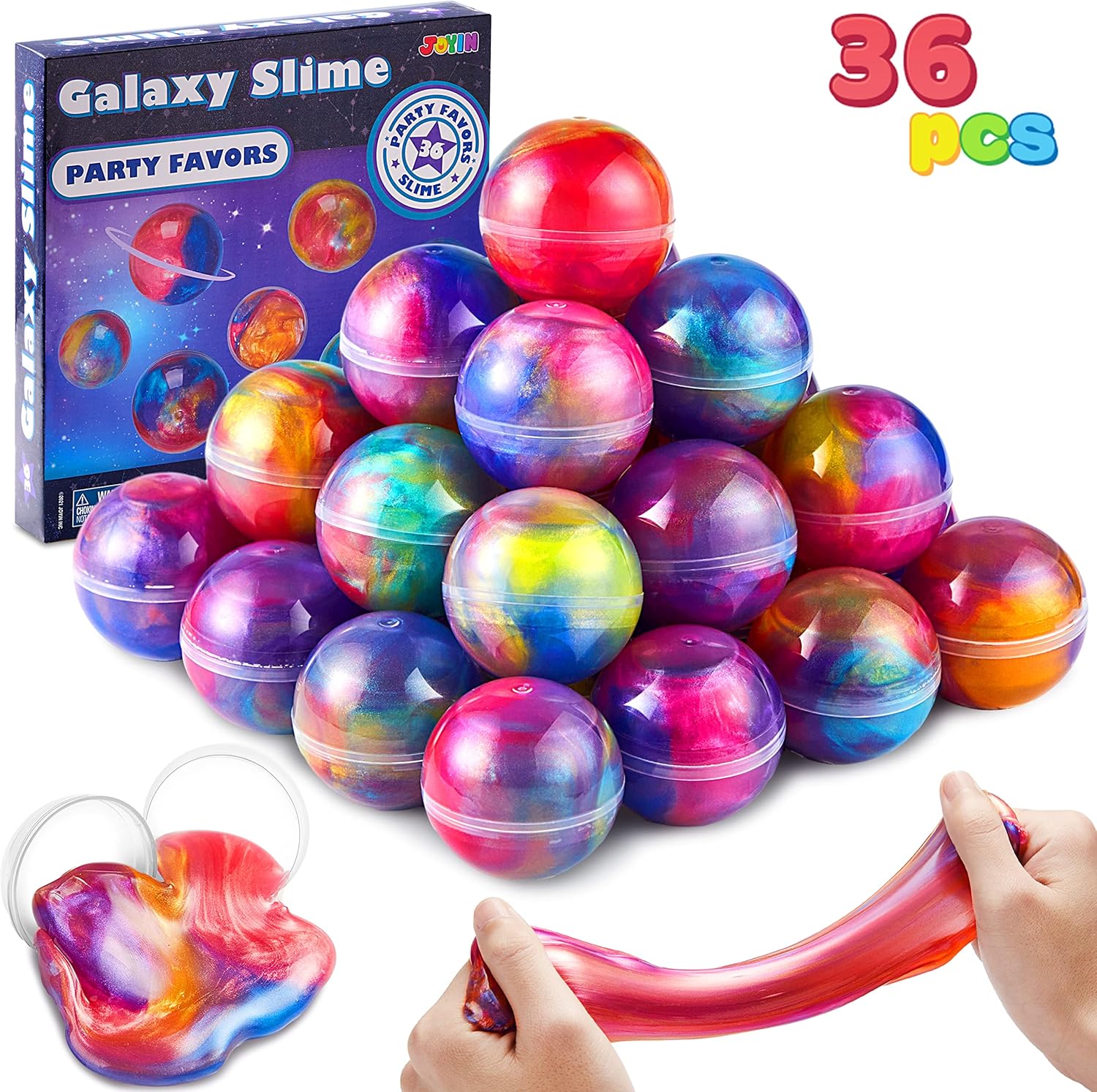 JOYIN Slime Party Favors, 36 Pack Galaxy Slime Ball Stretchy63700373101571120