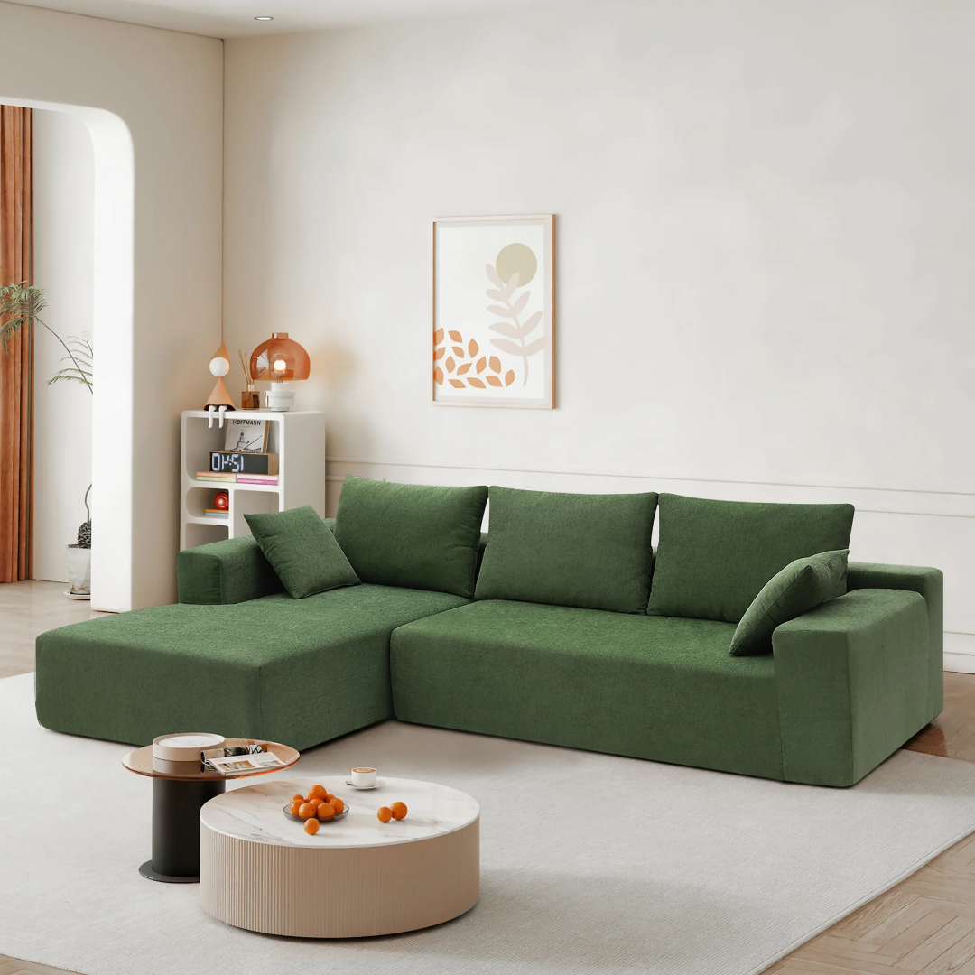 Conjunto de sofá modular de sala de estar 109*68', sillón moderno de estilo minimalista, sofá tapizado comprimido para sala de estar, dormitorio, salón, combinación libre de 2 piezas, forma en L, color crema GS000448AAF63876937770755120