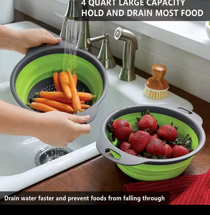 Walfos Silicone Folding Drain BasketFruit & Vegetable Washing Basket | 63478963141891128