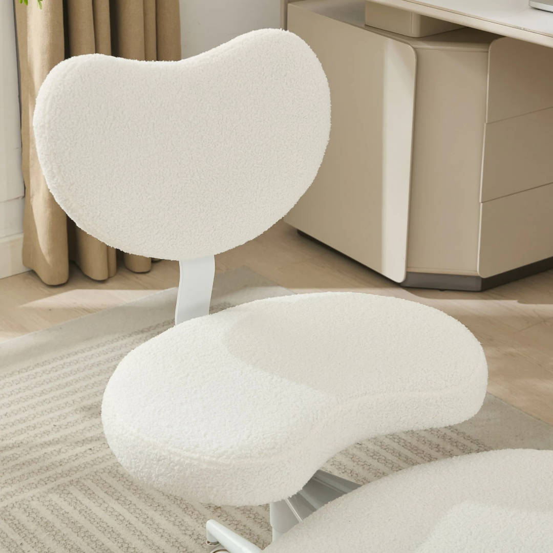 Meditation Chair Plus, Cross Legged Chair with Wheels, ADHD Chair, Criss Cross Desk Chair with Lumbar Support and Adjustable Stool, Flexible Design for Fidgety Sitters, Ivory W1143P31494263876870926593122