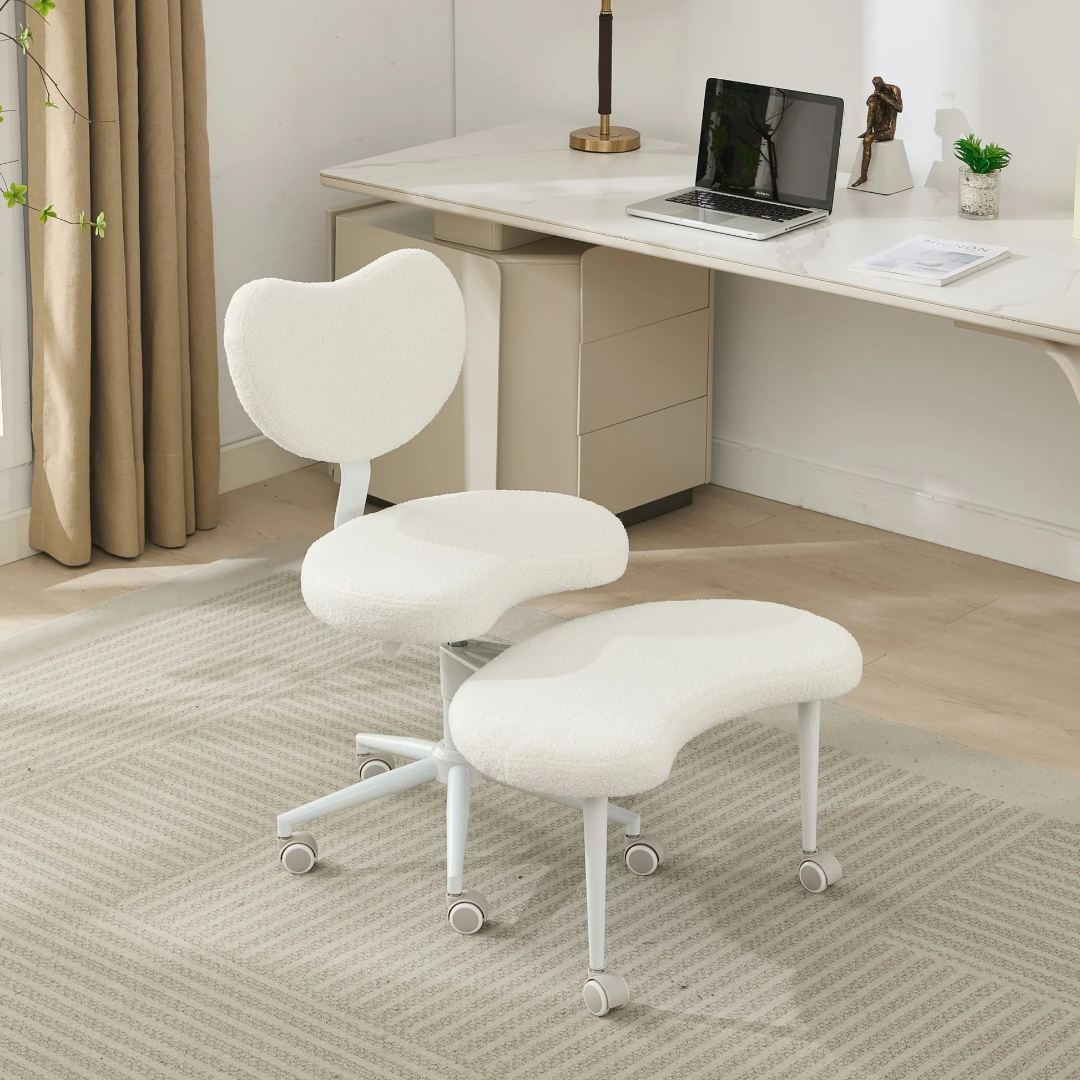 Silla de Meditación Plus, Silla con Ruedas para Sentarse con las Piernas Cruzadas, Silla para TDAH, Silla de Escritorio Criss Cross con Soporte Lumbar y Taburete Ajustable, Diseño Flexible para Personas Inquietas, Marfil W1143P31494263876870926593120