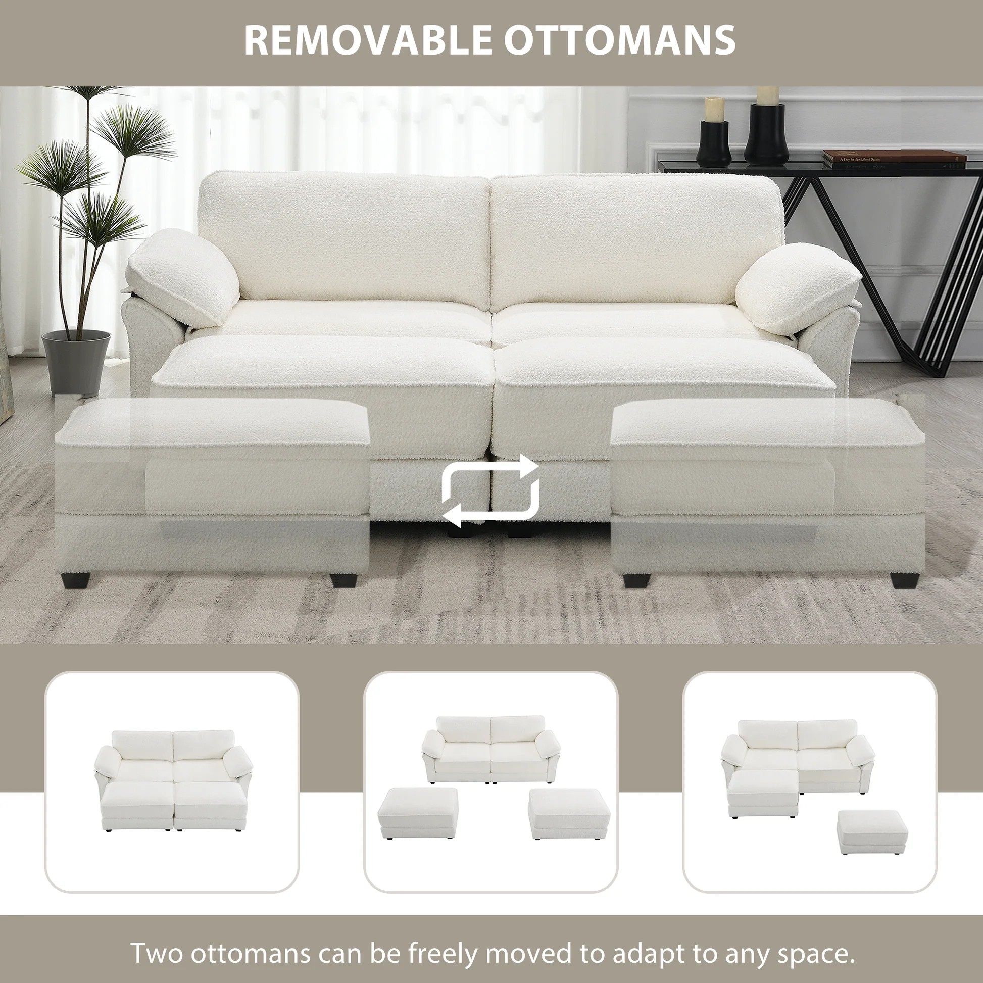Conjunto de sofá cama seccional convertible modular de combinación libre, sofá esquinero reclinable acolchado de 4 asientos, sofá individual de asiento profundo con otomana para sala de estar, oficina, apartamento, 2 colores GS006022AAA63888759627267122