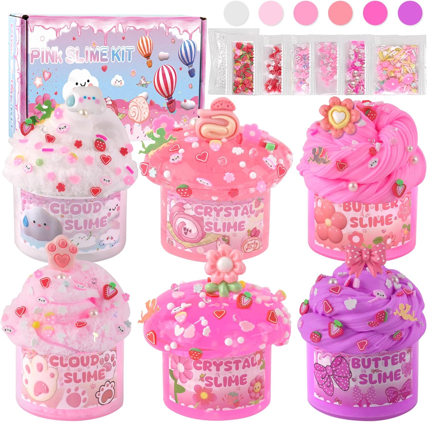 6 Pack Slimes Pink Slime Kids, Cloud Slime kit for Girls Ages 8-1263700600126979120