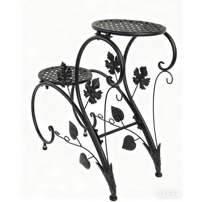 Floron 2-Tier Carved Iron Flower Stand