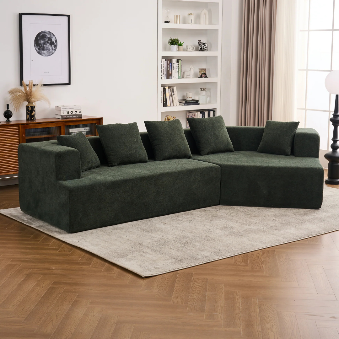Memory Foam Couch, No Installation & Easy to Transport, Deep Seat Modern Sofa with Chenille Fabric, Couch for Living Room, Bedroom, Apartment, Home Office W2363S0007363876461364355121