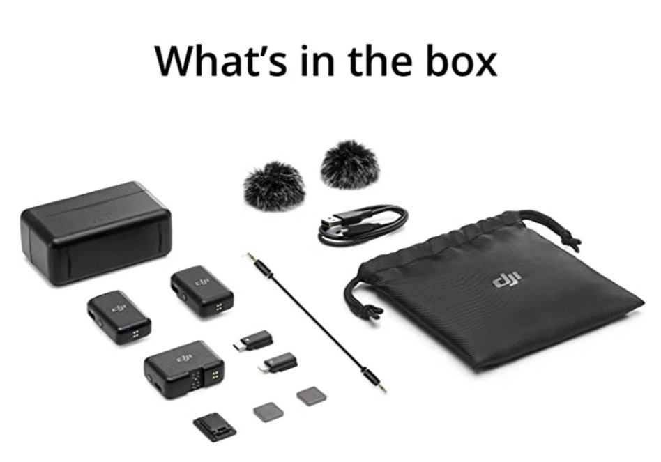 $ 222.3 Micrófono DJI (2TX+1RX+Estuche de carga) Alcance de 250 m (820 pies) Batería de 15 horas (Original $249)63855950386689123