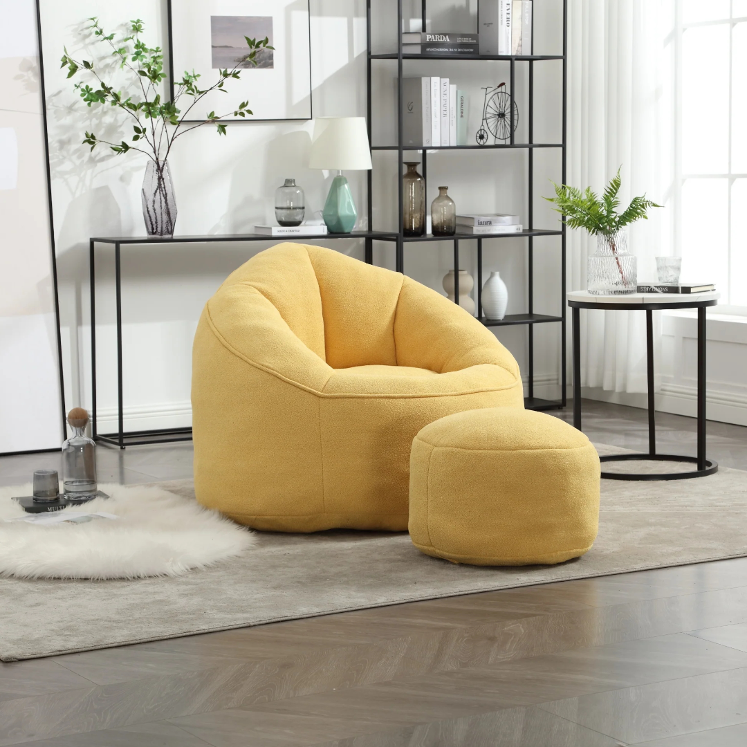 Bedding Bean Bag Sofa Chair High Pressure Foam Bean Bag Chair Adult Material with Padded Foam Padding Compressed Bean Bag With Footrest W1996P18328463876992776067120