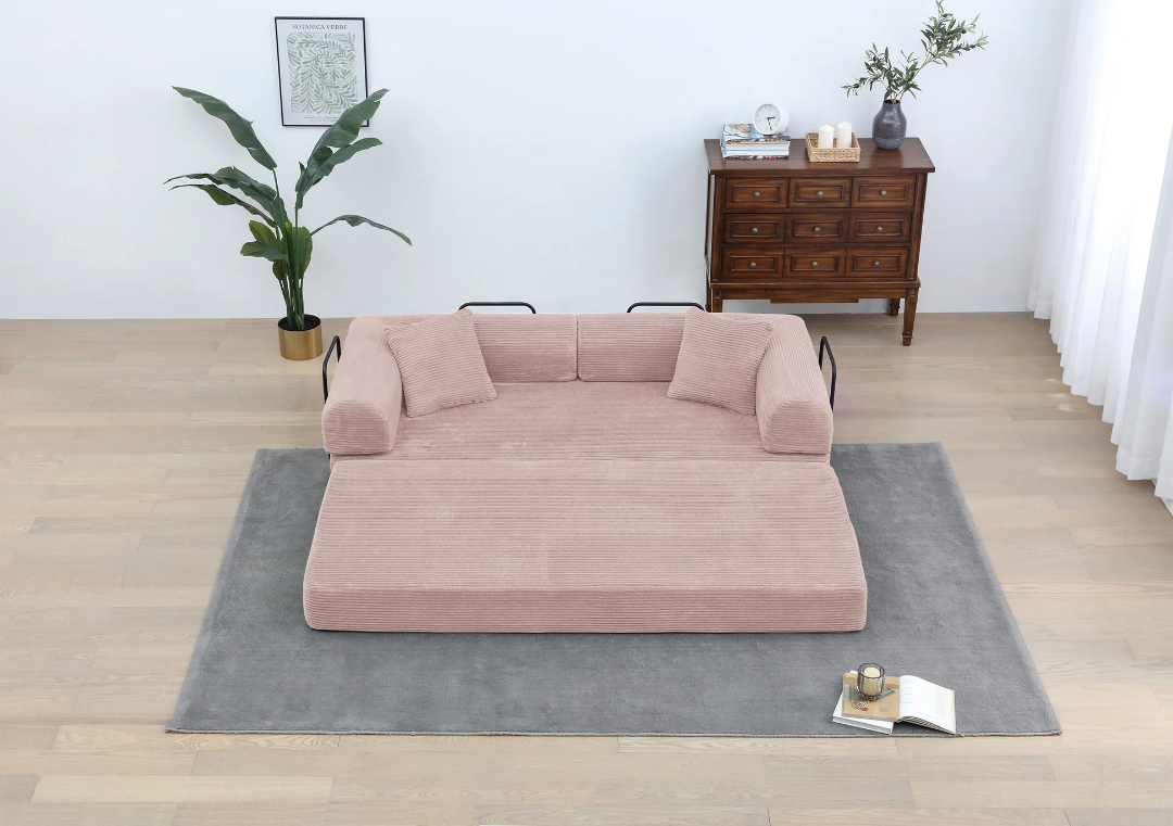 Sofá Cama Convertible con Almohada Cilíndrica - Sofá con Colchón plegable de Cordón con Estructura de Forma Fija para Sala de Estar, Dormitorio, Salón, Estudio - ROSA W3199P31130863876896829825121