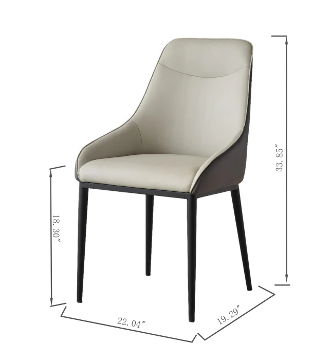 Dining Chair Modern PU Leather Dining Room Chair with Sturdy Metal Legs, Upholstered Seat Dinner Chairs Accent Side Chairs for Indoor Kitchen Living Room (Black and Gray, Set of 2) W1911P19503163877082285955122