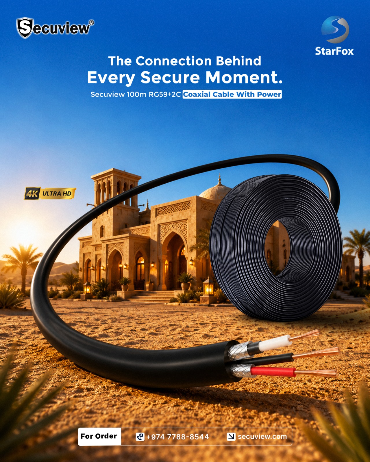 Secuview 100m RG59+2C Coaxial Cable for Sale