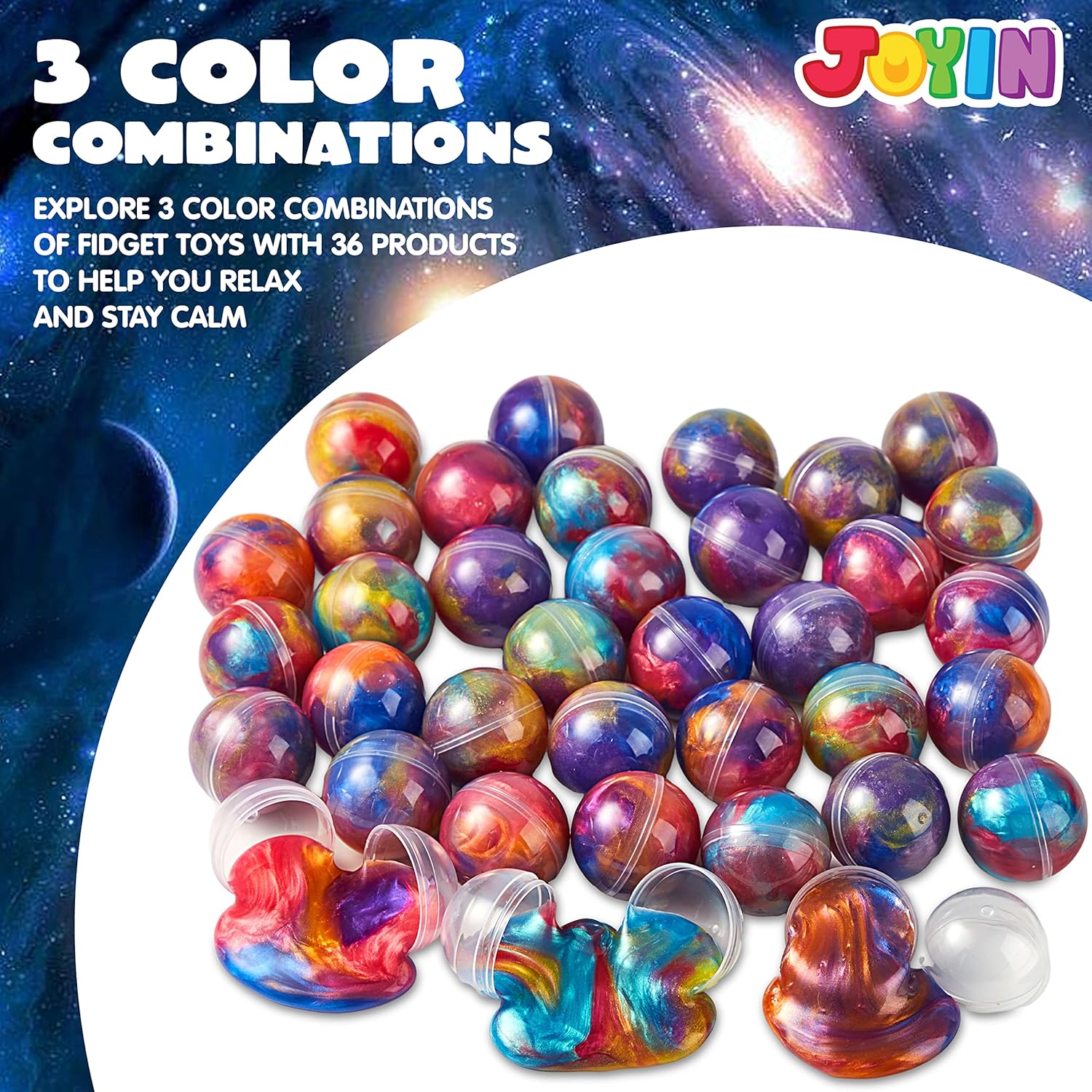 JOYIN Favoritos para fiestas de slime, 36 unidades de bolas elásticas de slime galáctico63700373101571123