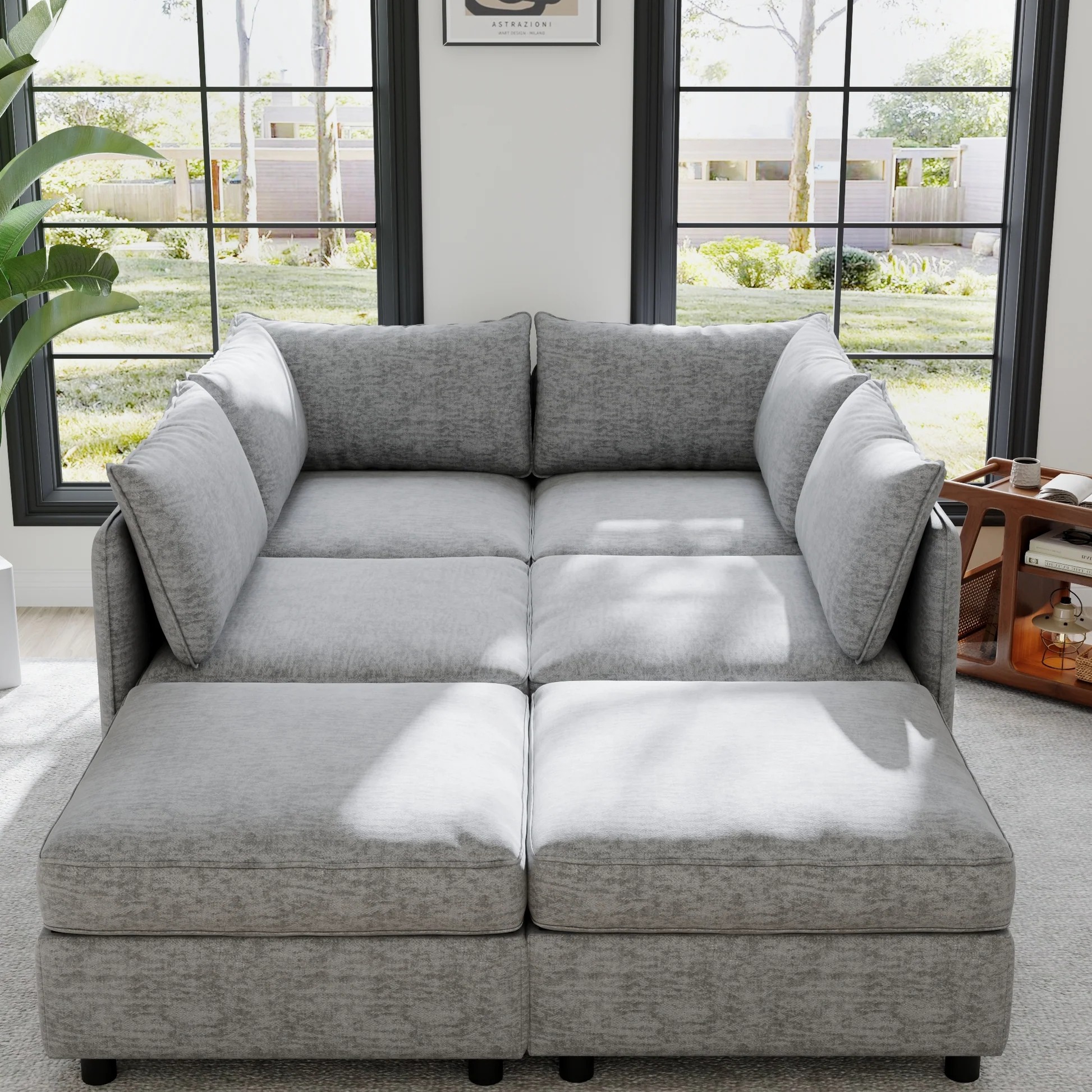 Sofá Seccional Modular, Asiento de Sofá Convertible con Almacenamiento, Juego de Sofá Seccional para Dormir, Combinaciones Modulares Flexibles de Tela para Sala de Estar W680S0002963888670548609121