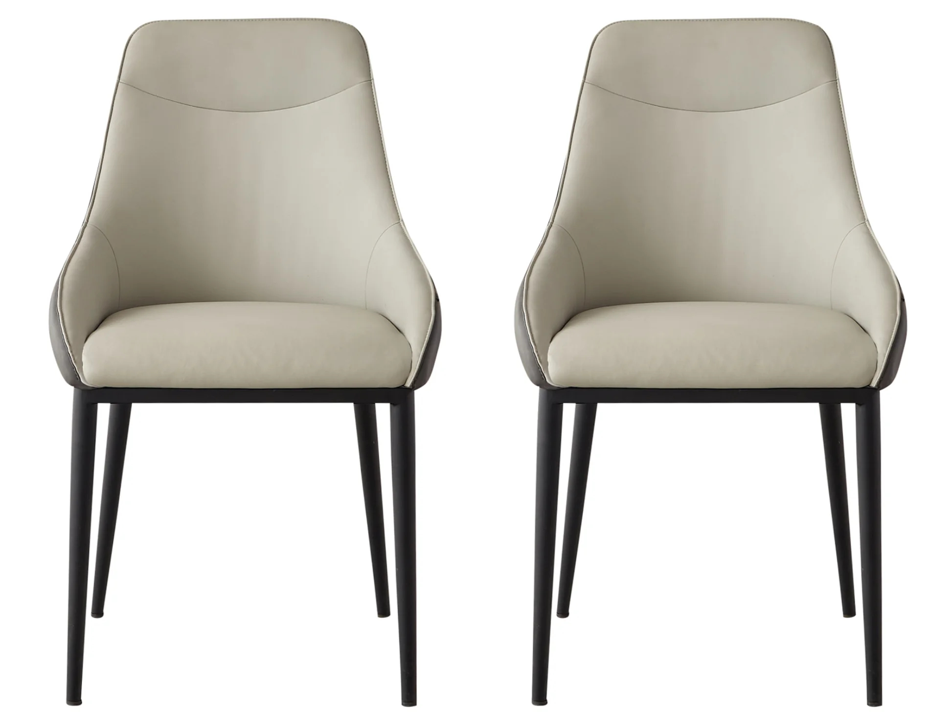 Silla de comedor moderna de cuero PU con patas metálicas resistentes, sillas tapizadas para comedor, sillas auxiliares decorativas para cocina interior sala de estar (negro y gris, juego de 2) W1911P19503163877082285955121