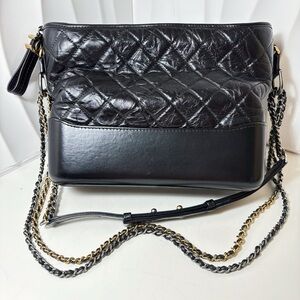 Chanel Black Quilted Aged Calfskin Gabrielle Hobo Bag