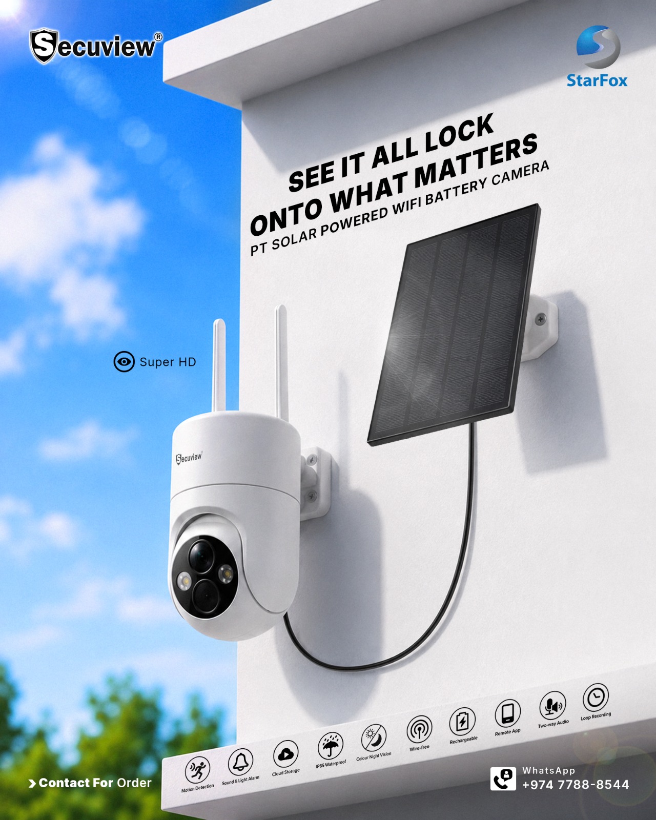 Secuview PT Solar Powered WiFi Camera - Like New