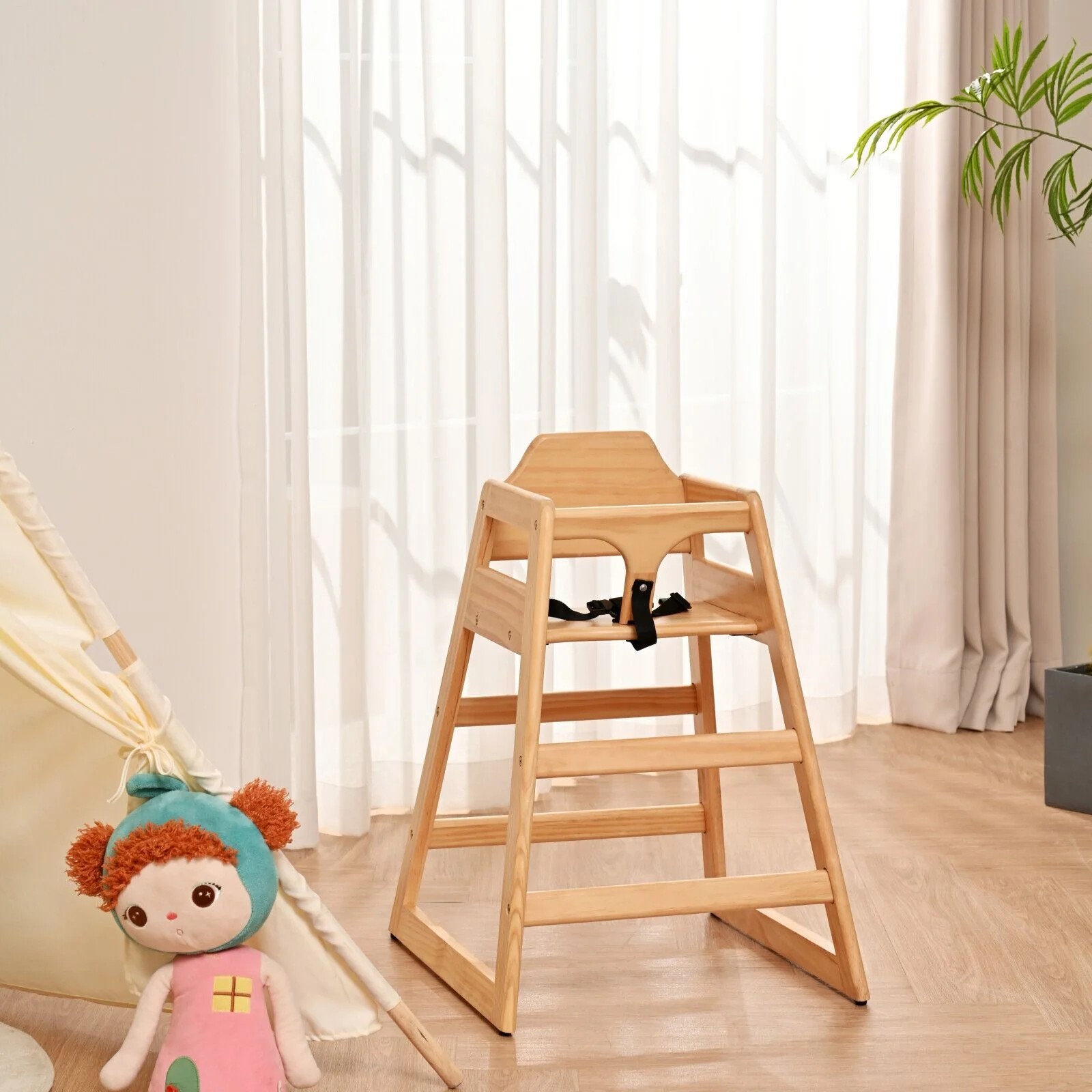 Wooden Double Solid Wood Feeding, Eat & Grow Portable High, Easy to Clean Baby Booster Chair in Natural Finish W2533P168034