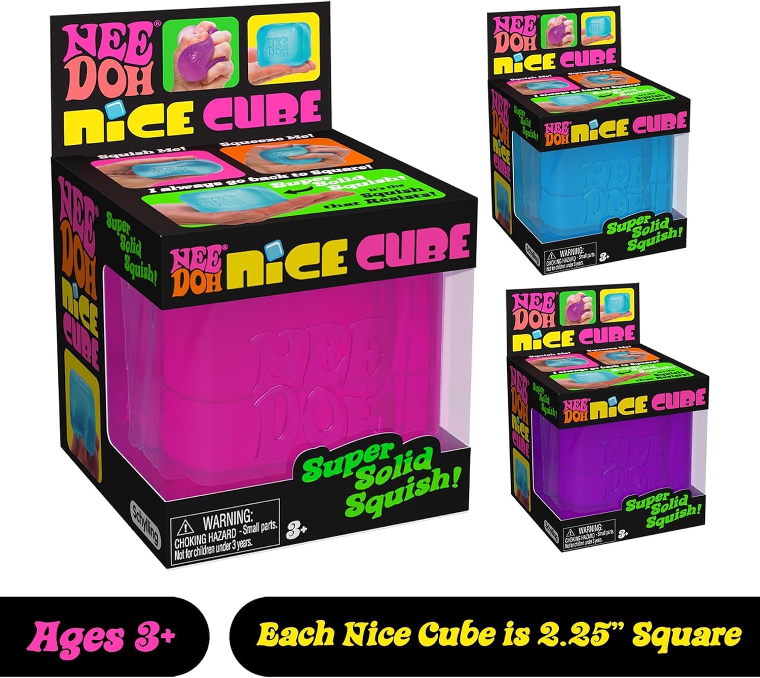 Schylling NeeDoh Nice Cube Sensory Squeeze Toy with Super Solid Squish 2.25" Cube63700952593411121