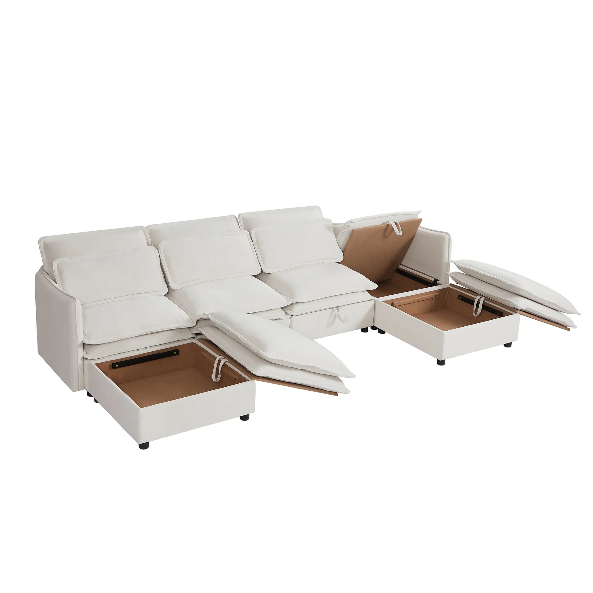 U_Style Double-Layer Cushion Modern Large U-Shaped Modular Sofa, Freely Combinable 6-Seater with Storage Function, Convertible to Sofa Bed, Perfect for Living Rooms, Offices, and Apartments WY000423AA63876813246337122
