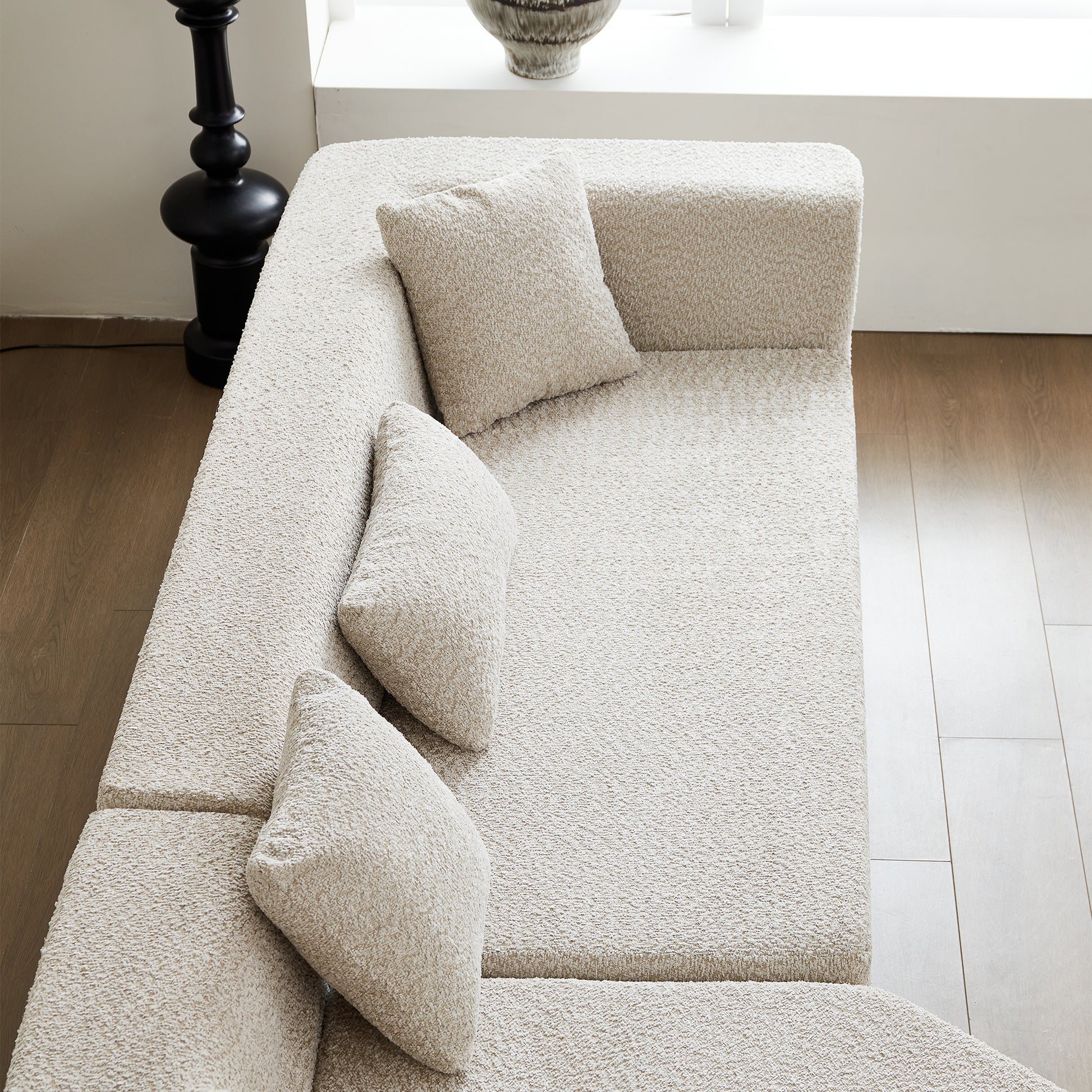 Sofá minimalista moderno de 127.5'', con asiento profundo, sin necesidad de montaje W848S0004263889062256641122