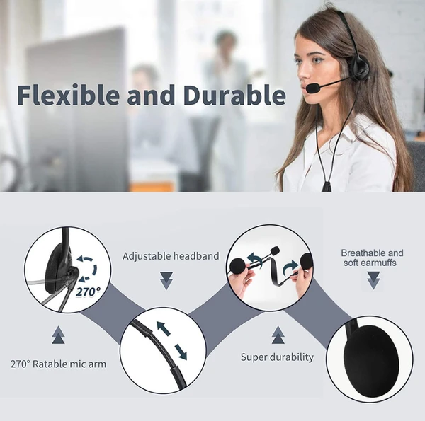 USB Headset Headphone With Microphone Noise Cancelling For PC Computer Call Chat64851988886913127