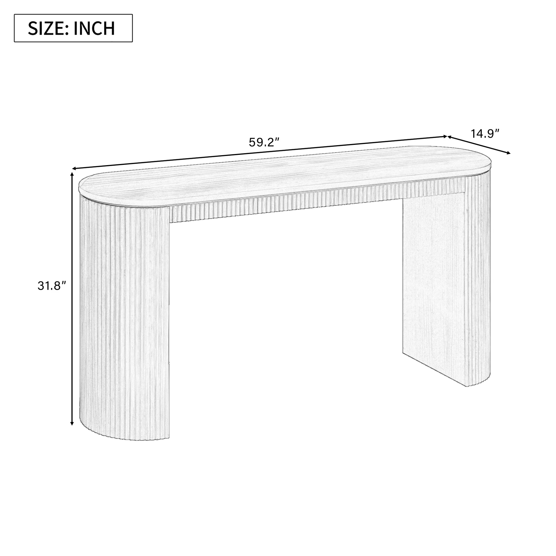 U_STYLE Curved Design Console Table with Unique Vertical Stripe Design ,Suitable for Living Room,Study and Entrance N711P205935N63877052097539122
