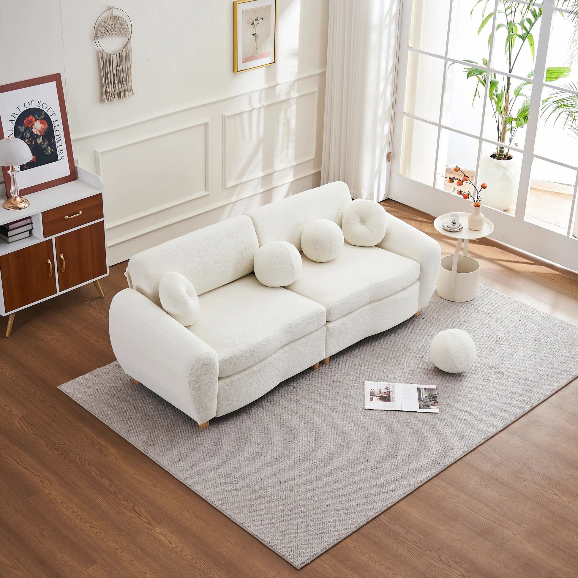 Modern Sofa for Living Room, 84' Green Chenille Sofa Couch, Sectional Love Seat Couch, Upholstered Sofa for Apatment Bedroom Home Office W2363S0002363909093892866120