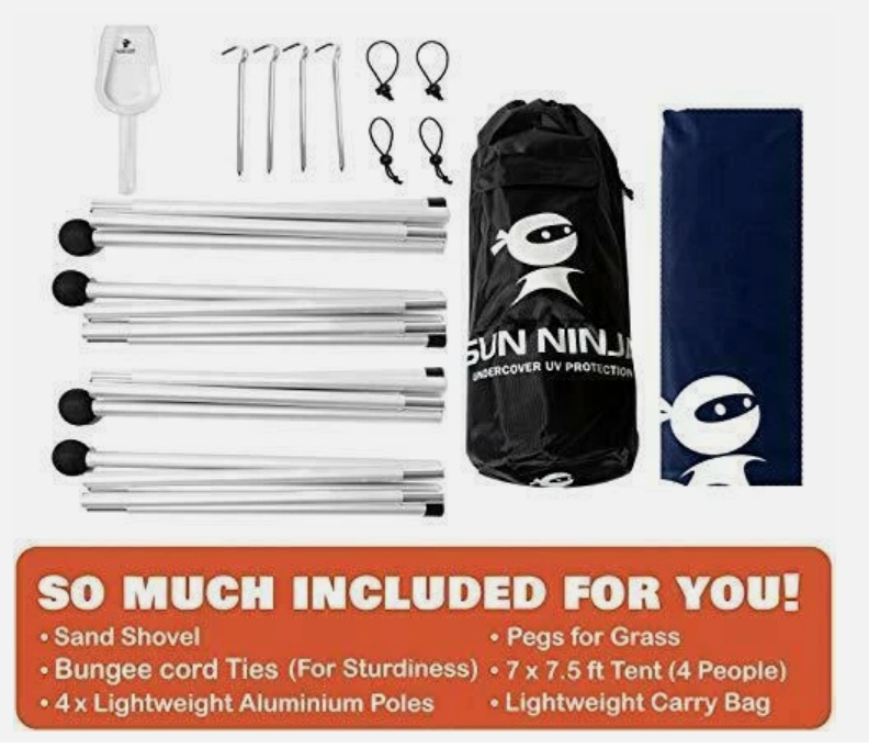 (Original $118) SUN NINJA Beach Tent Sun Shelter UPF50+, New other63203540796801121