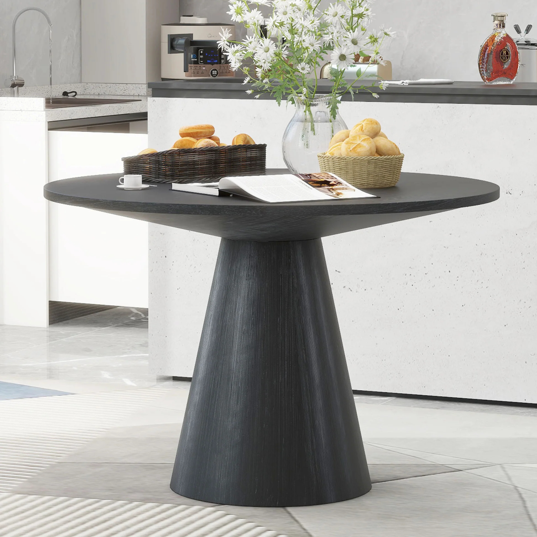 TREXM Retro Round Dining Table Minimalist Elegant Table for Living Room, Dining Room (Black) XW000001AAB63877067043715120
