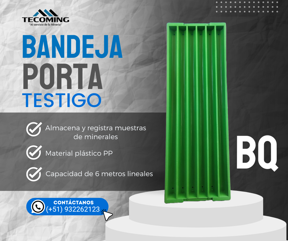 BANDEJAS PORTA TESTIGOS BQ | MÁXIMA RESISTENCIA PARA TESTIGOS MINEROS
