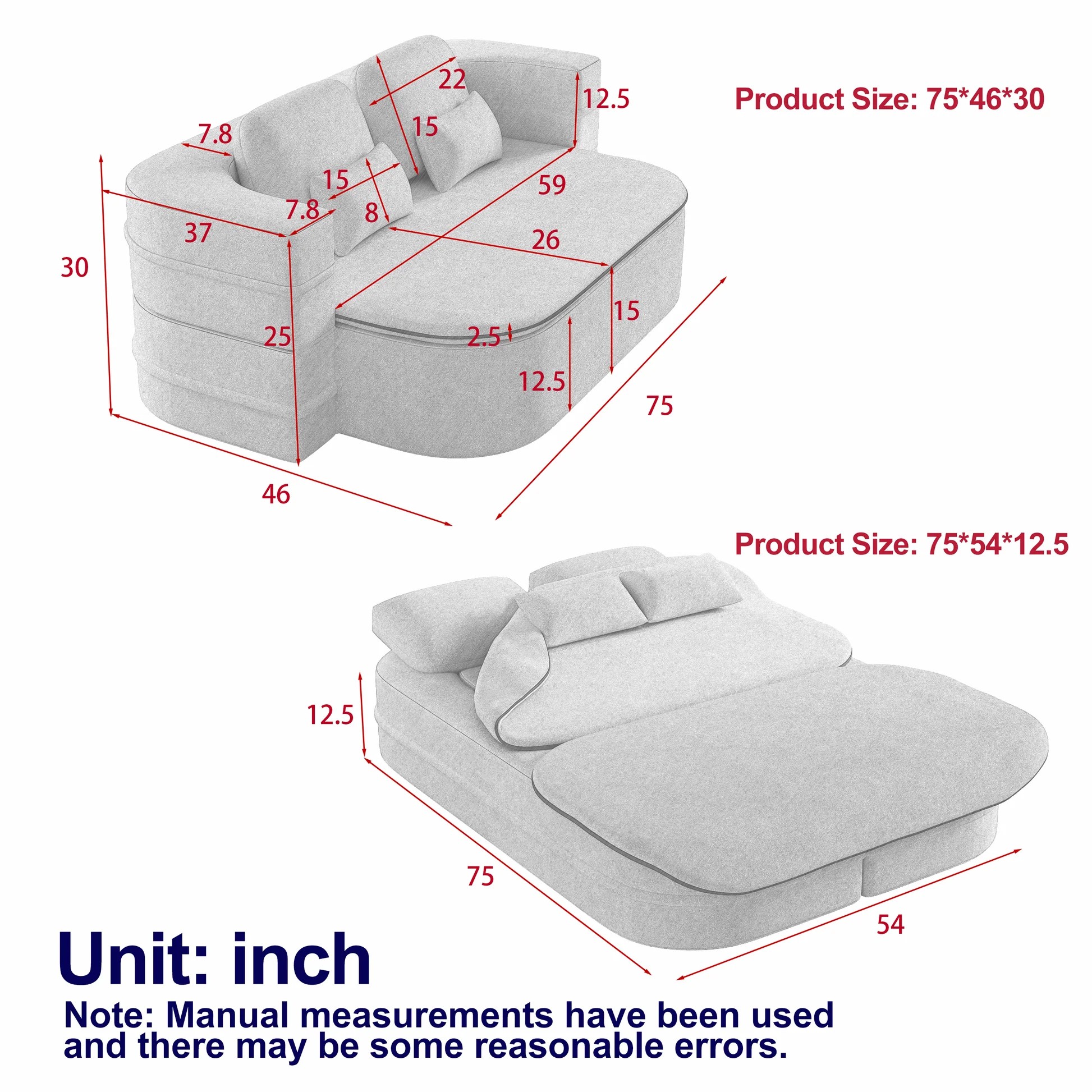 Sofá plegable 2 en 1 de 75'', sofá cama convertible con colchón de espuma multifuncional, sofá cama plegable de chenilla para suelo, sofá de suelo, salón o estudio para sala de estar, dormitorio W834P31704963889088304899122