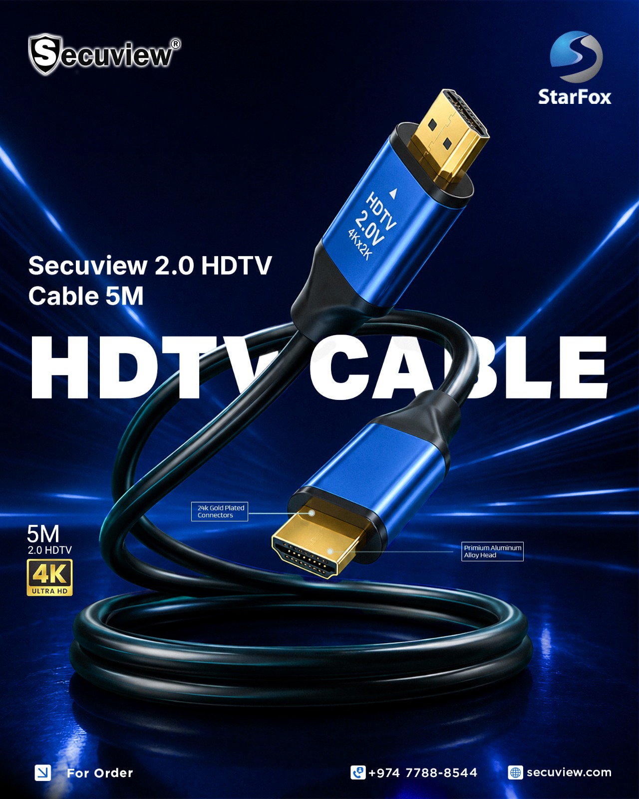 Secuview 2.0 HDTV Cable 5M 4K For Sale