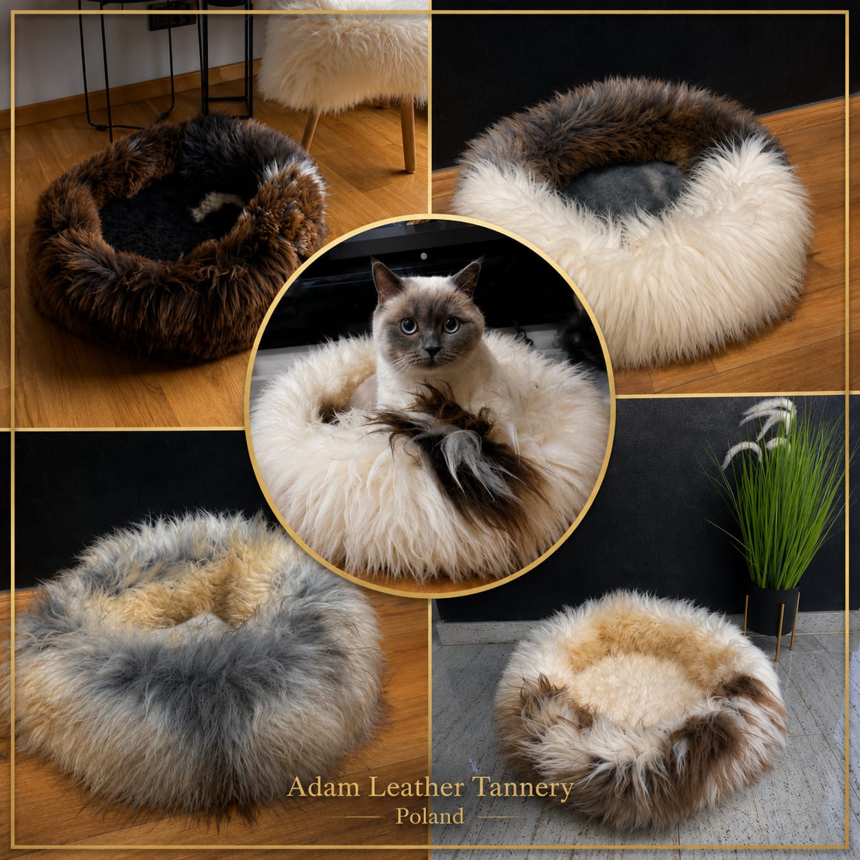Luxury Sheepskin Pet Bed - Round, Various Sizes For Sale