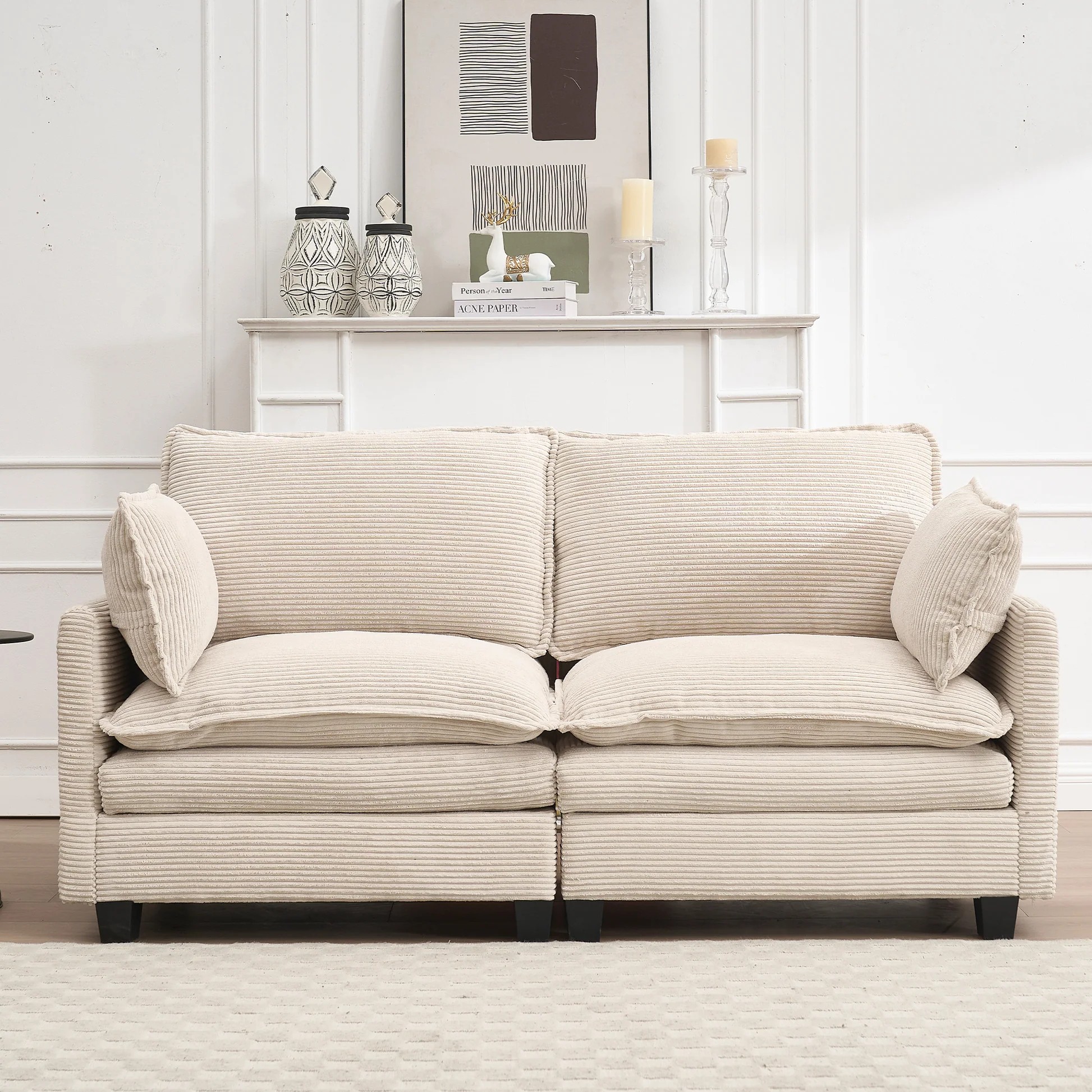 [VIDEO proporcionado][Nuevo] Sofá modular, sofá grande con forma de U de terciopelo, cómodo sofá tapizado de 3 plazas con 1 otomana, 2 almohadas lumbares, sofá de asiento profundo para sala de estar W2705s0002163888899345025121