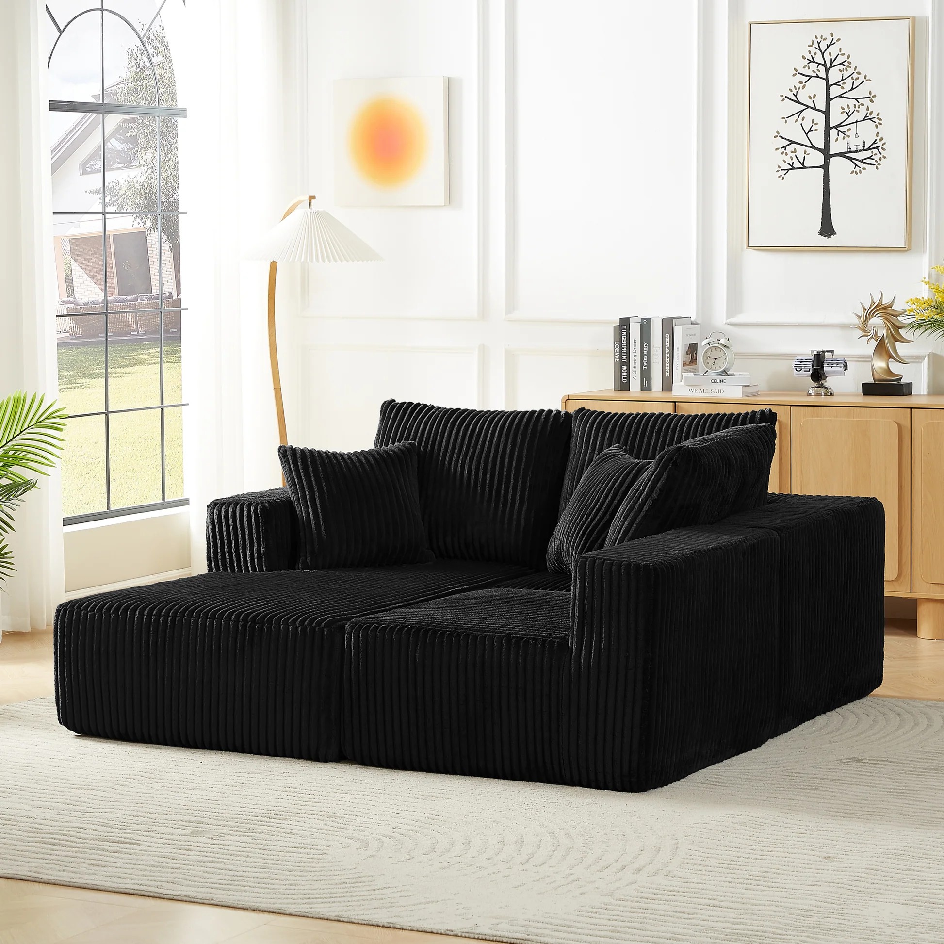 Sofá Seccional Modular, Sofá Nube Moderno de Terciopelo con Asiento Profundo, Sofá Tapizado de 4 Plazas para Sala de Estar, sin Montaje Requerido W2339S0005163909108254723121