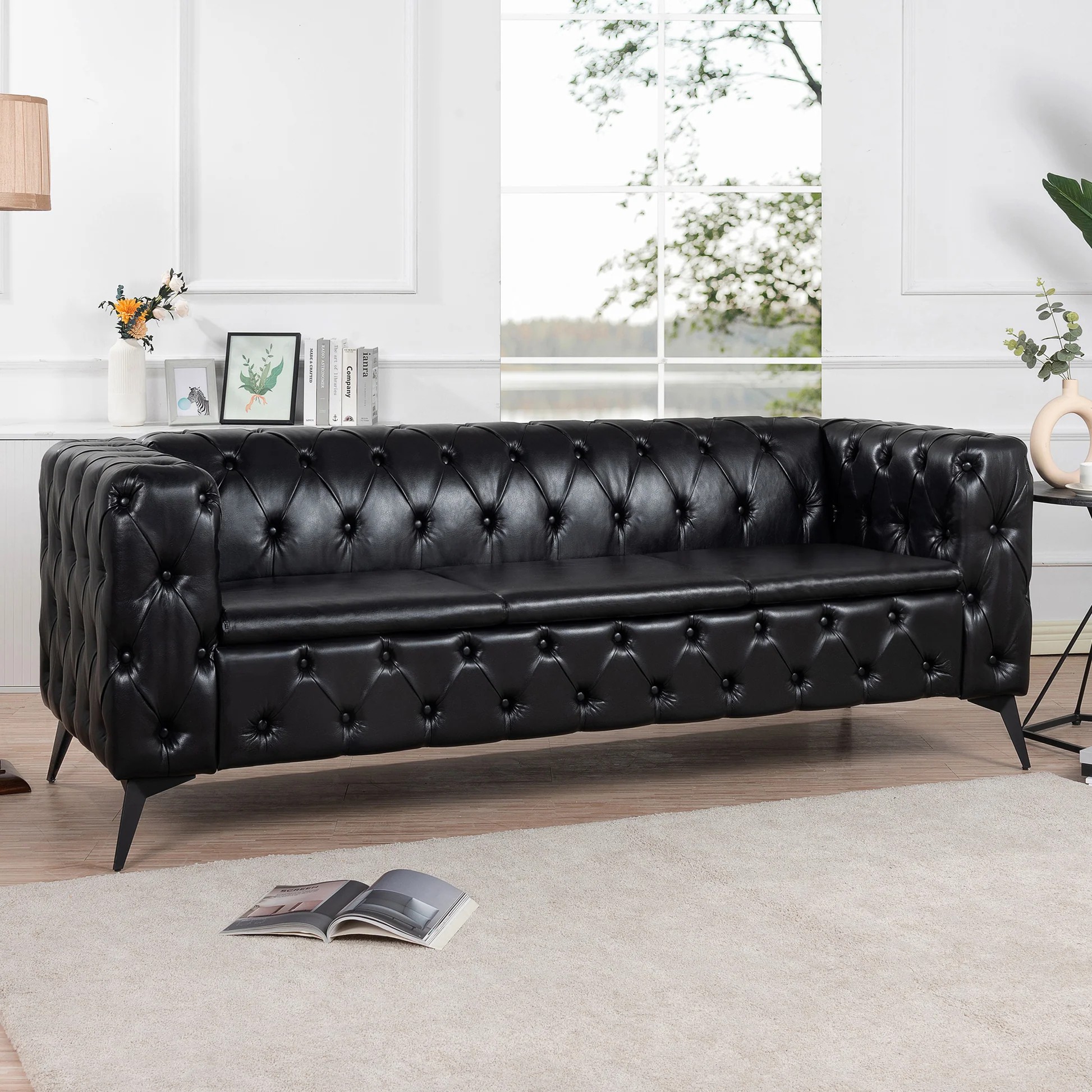 84.06 Inch Width Traditional Square Arm removable cushion 3 seater Sofa W6804136963888696471809121