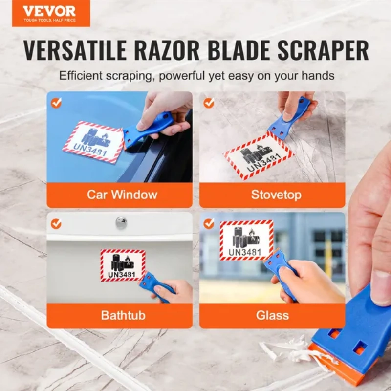 Raspador de cuchilla de plástico 2 piezas, herramienta raspadora, 120 unidades de cuchillas de plástico POM64862014122498121