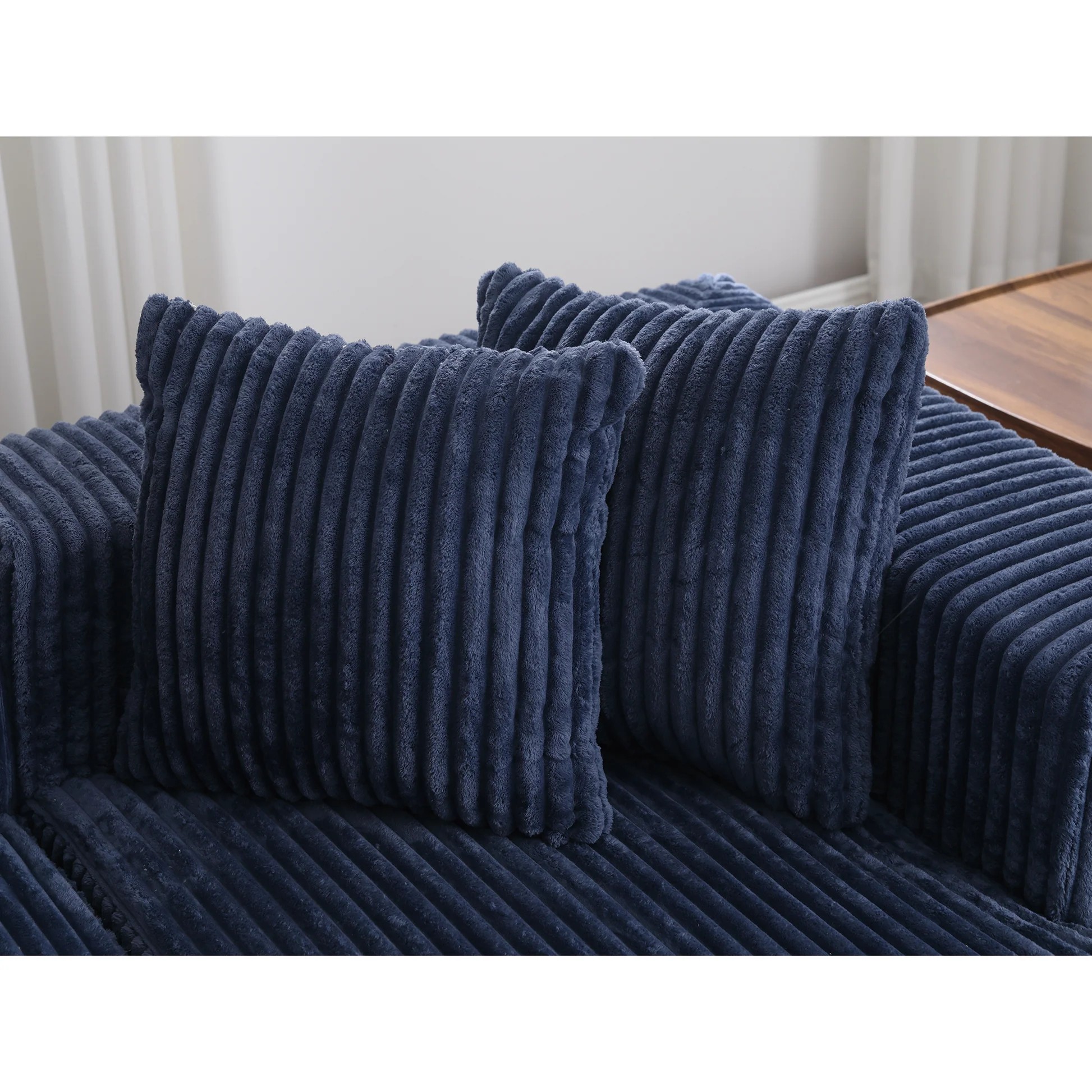 [NEW ARRIVED] [VIDEO PROVIDED]133.45'' Modular Sectional Couch, U-shaped sofa , Chaise Lounge, Striped fabric,Upholstered 4 Seater Couch for Living Room, Free Combination Sofa (Corduroy), Blue W2108S063901969323010121